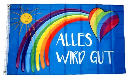 Fahne / Flagge Alles wird gut Regenbogen, Fun & Spass