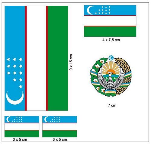 Fahnen Aufkleber Set Usbekistan